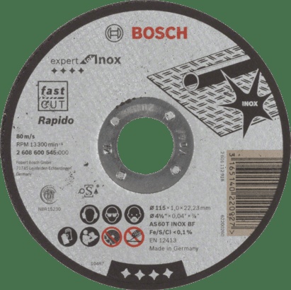Bosch Metal Cutting: Expert for INOX straight cutting disc, 180 mm, 22.23 mm, 1,6 mm