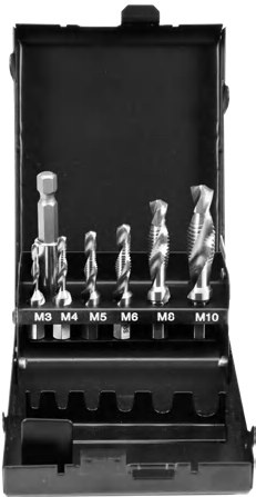Combined drill taps hex set