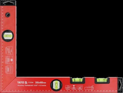 Aluminium try square with spirit level 800x500 mm