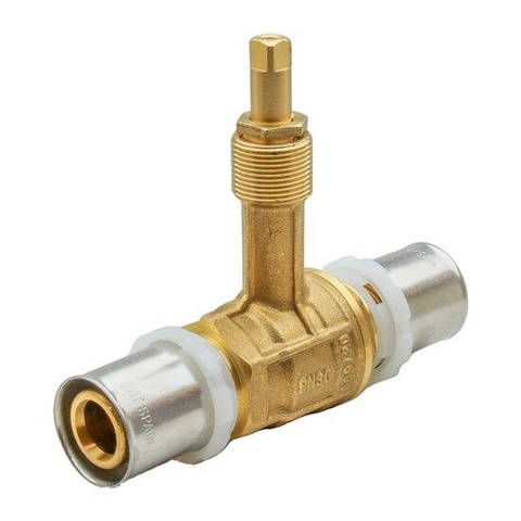 Long Neck PN30 Brass Ball Valve With Multilayer Press Connectors